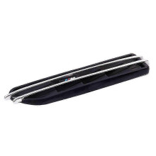 Embellecedor de malla universal para parrilla de coche, acabado negro mate y tira decorativa cromada, par para un estilo exterior único.