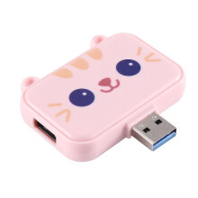 Hub USB-C 3 Portas Compatível com PC Portátil, USB 3.0, Cor Rosa, 60W Power Delivery