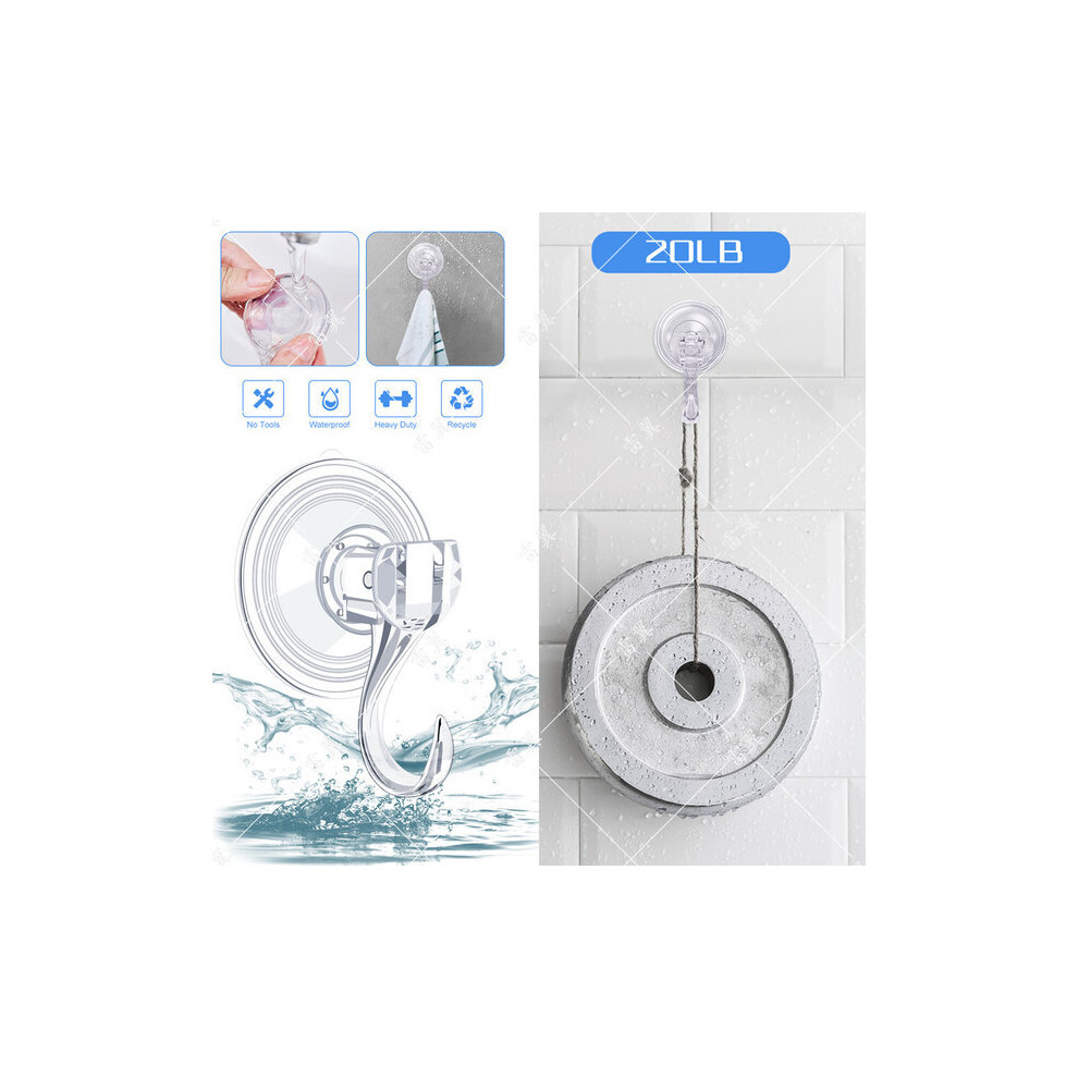 Suction Cup Hooks 2 Pack, 6.6Lb Heavy Duty Hooks For Smooth Surfaces, Reusable Transparent Design, No Residue 6901508499584
