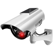 Nep-CCTV-camera, op zonne-energie met knipperend rood licht, 360 verstelbare beugel, draadloos, voor binnen en buiten, diefstalpreventie.