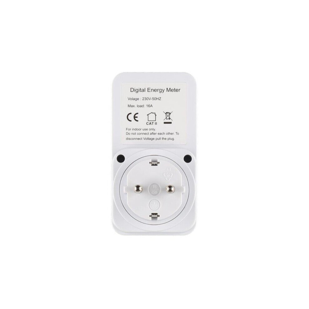 Energy Monitor For Home Electricity Consumption 230V 50Hz 16A Max Load White Colour 6901508545021