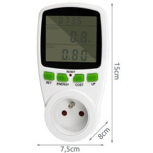 Stroomverbruiksmanager met digitaal display en kostencalculator - 3680W 16A energiemeter
