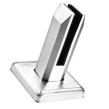 Abrazadera de vidrio de acero inoxidable 304, accesorio de metal plateado para fijar paneles de vidrio a superficies de madera o concreto.
