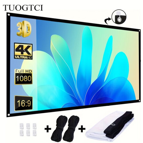 Tela de Projetor Exterior de 60 Polegadas, 4K HD Sem Rugas, Design Portátil e Plegável para Uso em Casa e Jardim 2