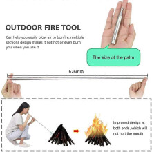 Soplador de fuego portátil con mango resistente al calor y diseño telescópico de 6 secciones para fogatas seguras y sin humo.