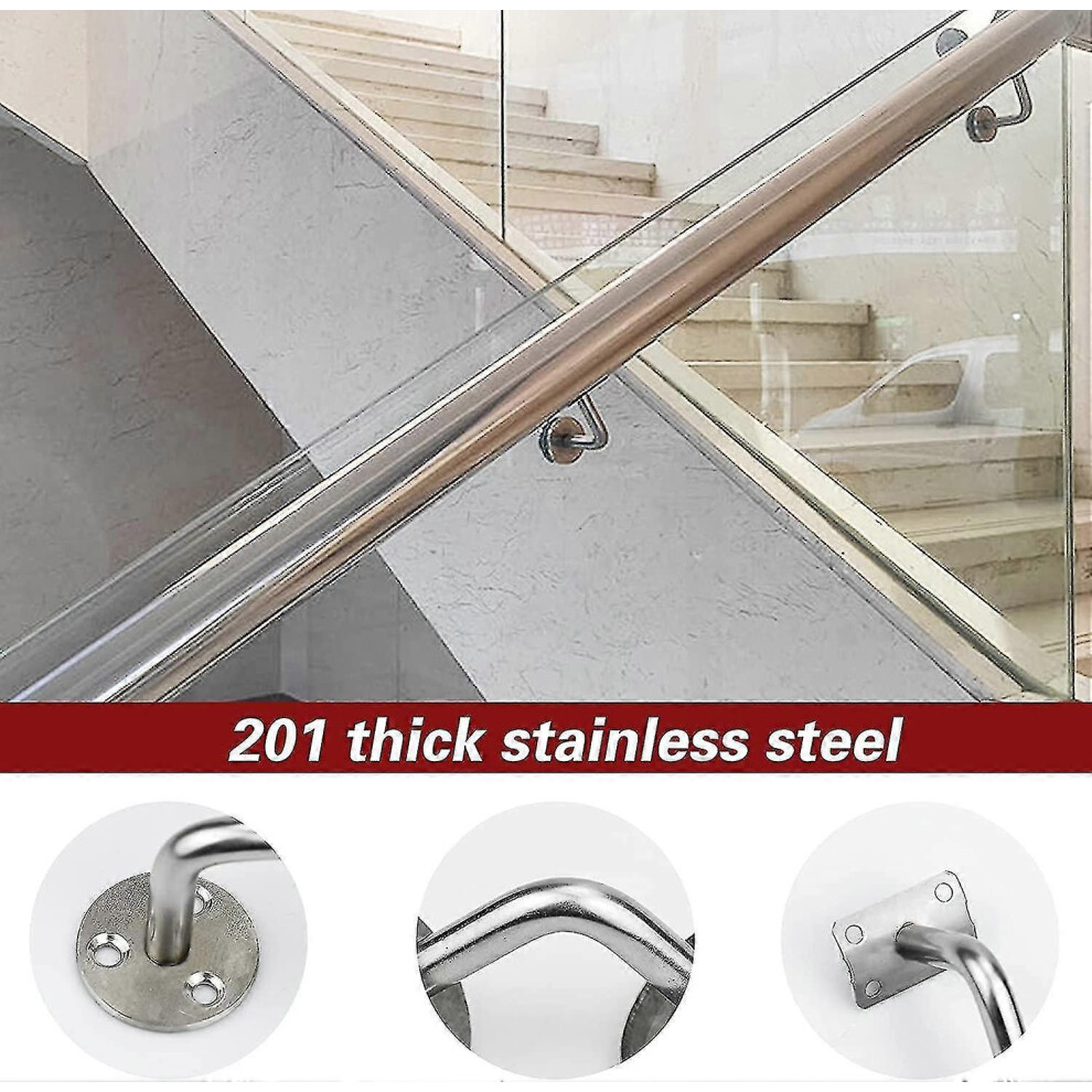 Stainless Steel Stair Handrail Bracket Set Of 4, Corrosion Resistant Wall Fixing For Home Improvement And Commercial Guardrails 6901508587069