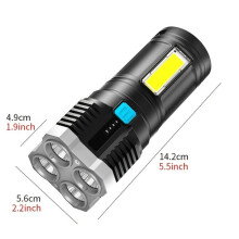 Taschenlampe mit COB-Seitenlicht und Stroboskopmodus, USB-aufladbar, wasserdicht für Outdoor-Aktivitäten, Notfälle und den täglichen Gebrauch