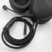 Gevlochten kabel met geïntegreerde volumeregeling en microfoonmute-knop, compatibel met HyperX Cloud Alpha, Cloud Core en Flight headsets.