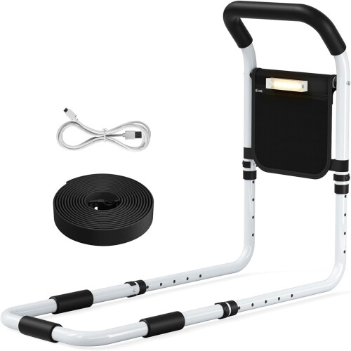 Gr8 Home Bed Rail for Elderly Adjustable with LED Light