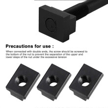 Dado a T per Profili Alluminio, 10 Pezzi, Acciaio Carbonio Ossidato Nero, Compatibile con Binari Cassone Pickup