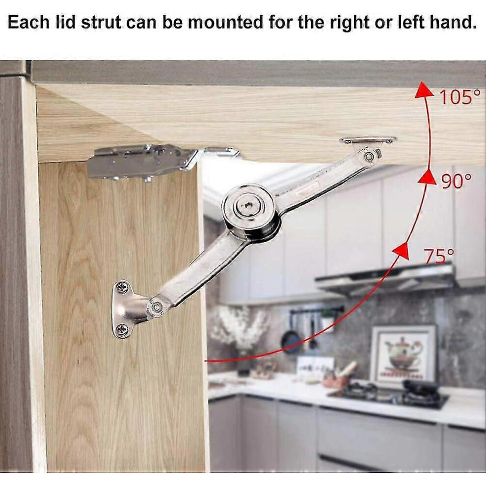 Adjustable Tension Support Hinge For Cupboard Door, 2-Piece Zinc Alloy Set, Child Safe Lid Stay 6901508603448
