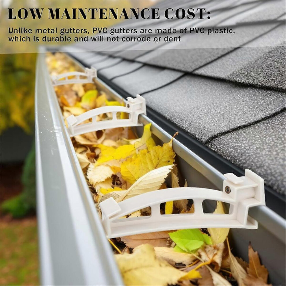 Hidden Design Gutter Brackets For 5-Inch K-Style Gutters, 10-Pack, Prevent Sagging Overflow, Vinyl 6901508596016