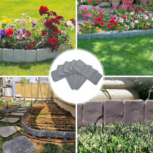 Borde de Jardín de 10 Piezas con Efecto Adoquín, Diseño para Martillar en el Suelo, Delimitación para Césped y Macizos de Flores