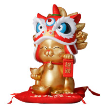 Veilleuse lumineuse à couleurs changeantes, statue de chat porte-bonheur Maneki Neko, figurine décorative Feng Shui, base en résine, écologique