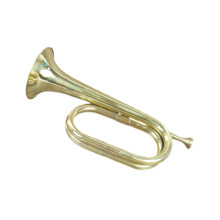 Gold Gilded Brass Bugle Cavalry Trumpet with Clear Powerful Sound for Marching Band and Ceremony