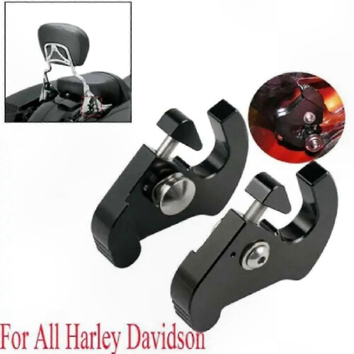 Black Rotating Motorcycle Latch Kit compatible with Harley Touring Models, Removable Mounting Hardware 1