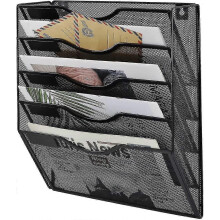 Metallener Wand-Aktenständer mit 5 Ebenen, pulverbeschichtet, rostfrei, mit gebogenem Design für einfachen Zugriff, Aufbewahrung im Homeoffice