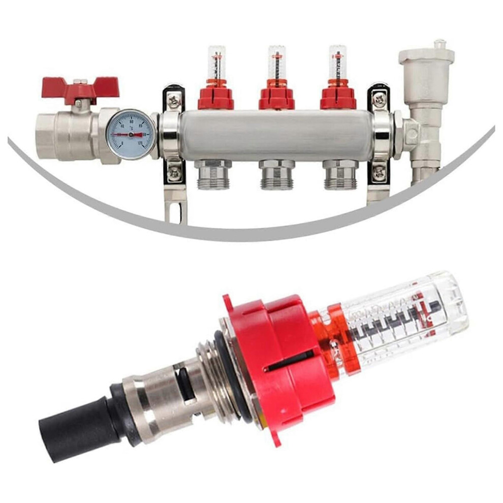Underfloor Heating Manifold Flow Meter 12-Pack For Balanced Heat Distribution, Real-Time Flow Monitor, Red Plastic Construction 6901508611009