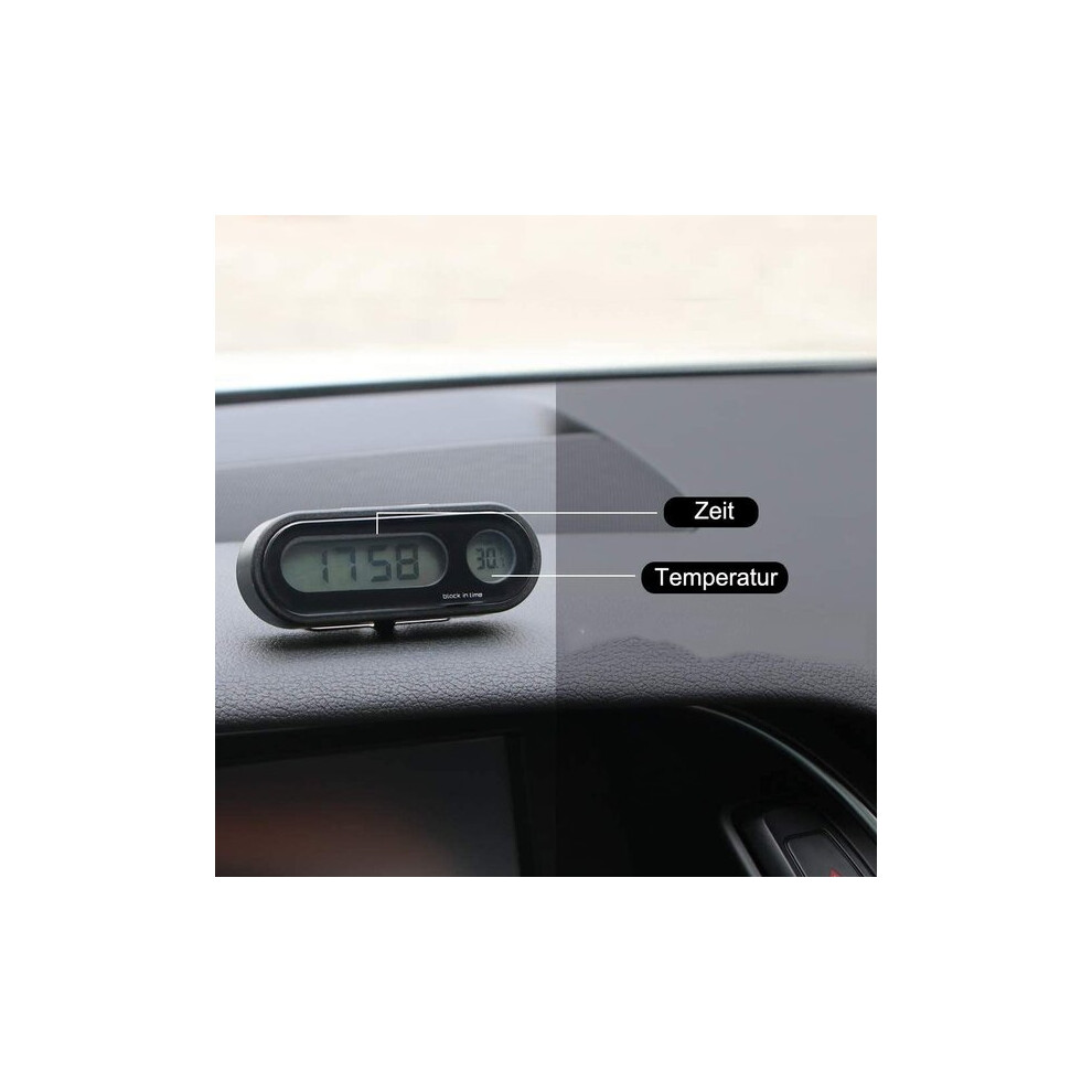 Car Clock With Led Backlight For Night Visibility, Digital Thermometer With Large Display, Easy Dashboard Or Vent Mount Installation Blue 6901508512313