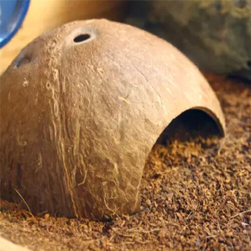 New Reptile Hide  Natural Coconut Shell Lizard Spider Small Animal Cave House 2
