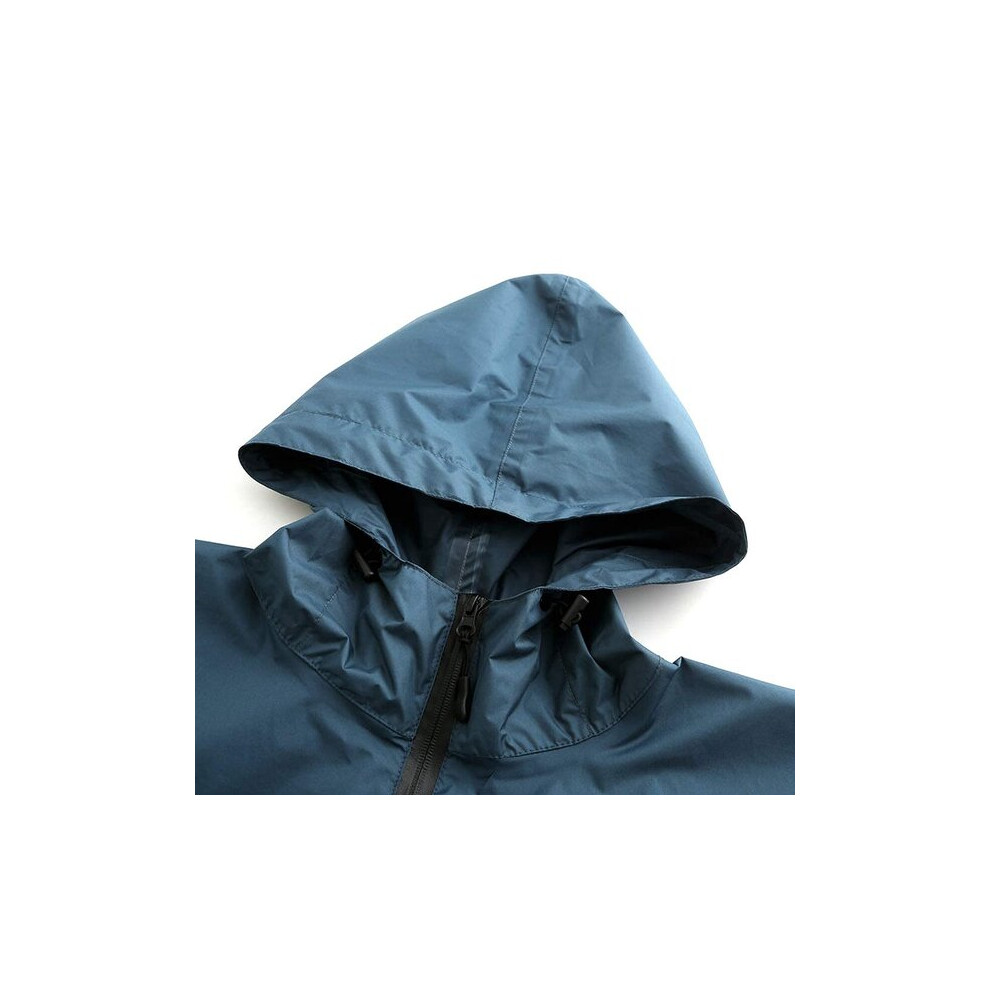 Packable Rain Poncho With Carry Bag, Windproof Waterproof Reusable, Hood Sealed Seams For Hiking Festivals In Navy Blue 6901508512191
