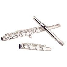 Professional Silver Plated Open Hole Flute in C Key 17 Holes with Case for Concert and Practice