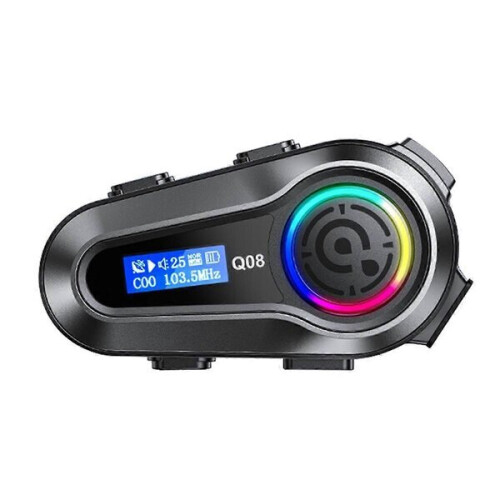 Bluetooth 5.3 Motorcycle Helmet Headset, Waterproof Riding Communication Device with USB Cable, Black Plastic Material 2
