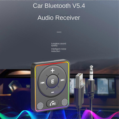 Adattatore AUX Bluetooth 5.4 per auto con doppio microfono per chiamate nitide, compatibile con sistemi audio per auto. 2