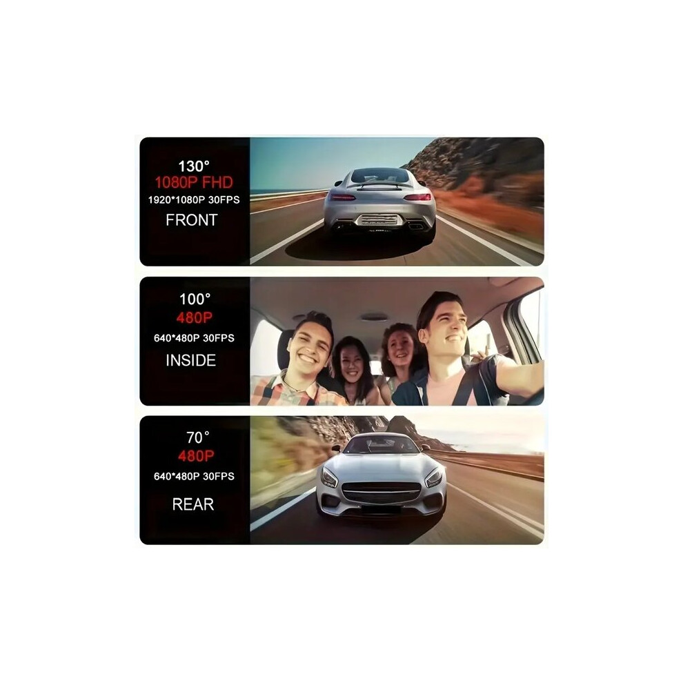 Car Dvr Recorder With 1080P Front And Inside Camera, Cyclical Recording And Ips Screen For Driving Monitoring 6901508547445