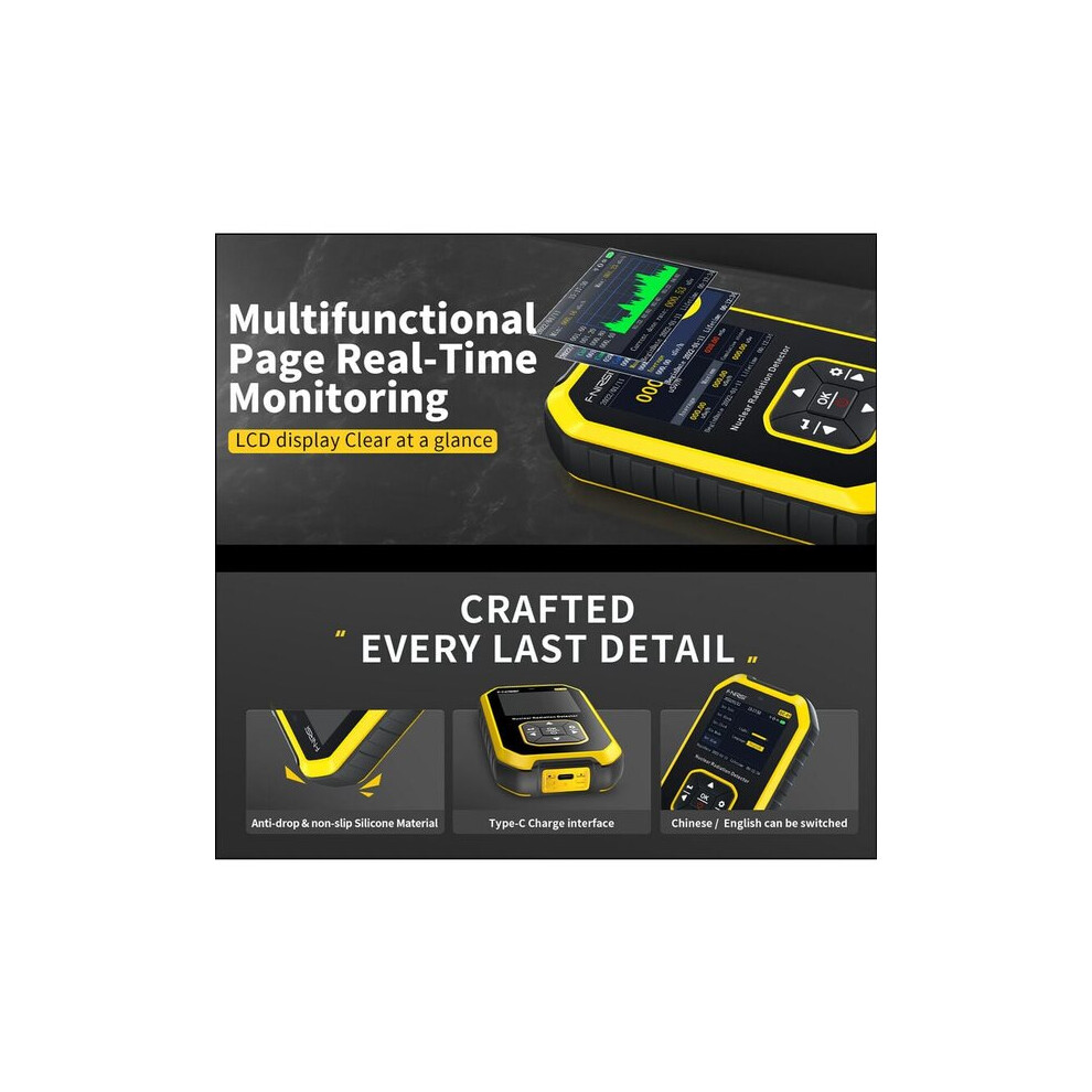 Portable Nuclear Radiation Detector With Audible Alarm, 60-Day Battery Life For Continuous Monitoring, Abs And Silicone Material 6901508516533