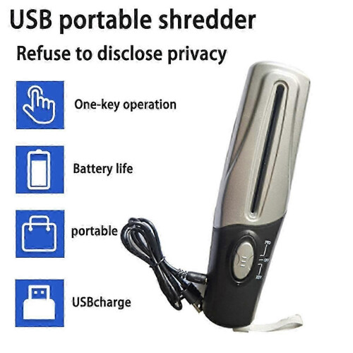 USB Powered Paper Shredder, Quiet Operation for A4/A6 Documents, Handheld with 2-Sheet Feed, Battery or USB Cable Operation 2