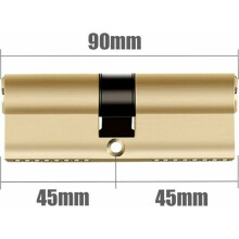 Fechadura de Cilindro Duplo 90mm Compatível com Todas as Portas, Latão, Chave Segurança