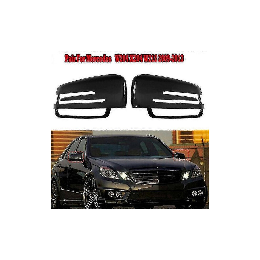 Rearview Mirror Cover Pair Compatible With Mercedes-Benz W204 W212 W221 - Abs Material In Bright Black 6901508577220