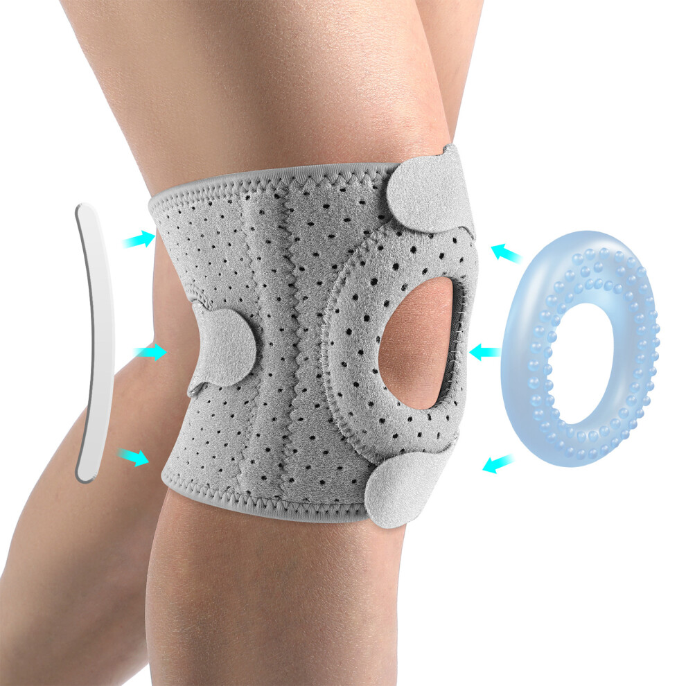 Roc-Electron Gray (, Triple) Knee Brace For Pain Relief - Patella Strap Support