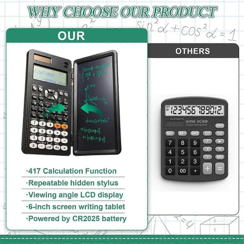 417 Function Scientific Calculator for Advanced Maths, Dual Power Supply Compact Size for Professionals 2