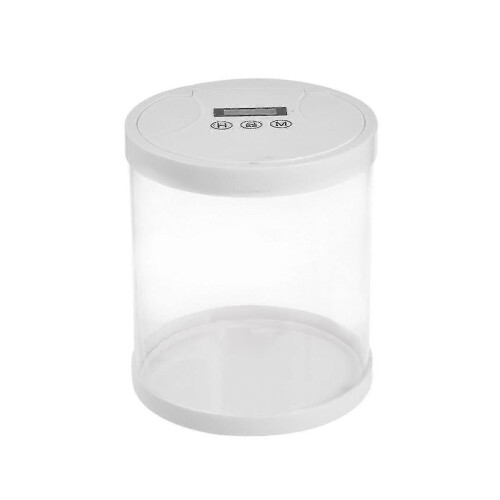 Automatic Timed Lock Box, Plastic Security Container with Countdown Timer for Phone, Snacks Habit Building (White, 15cm x 16.5cm) 2