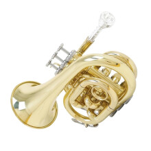 Bb Trumpet for Beginners Students Mini Gold Pocket Trumpet Brass with Bright Powerful Tone