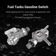 Válvula de cierre de combustible (paquete de 2), rotación de 90 grados para tanques de combustible de generadores y motores de gasolina, puerto M10