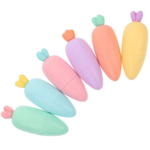 Carrot Design Highlighters, 6-Pack Assorted Colour Ergonomic Marker Pens for Note Taking Study 2