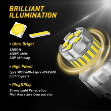 Lampadine LED T20 ultra luminose da 1200 lumen, compatibili con W21W, luce bianca 6000K per luci di stop e retromarcia.