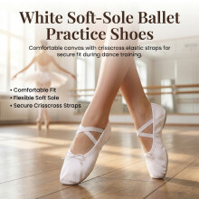 (White, 39) Ballet Shoes Soft Sole Lace-Up for Training
