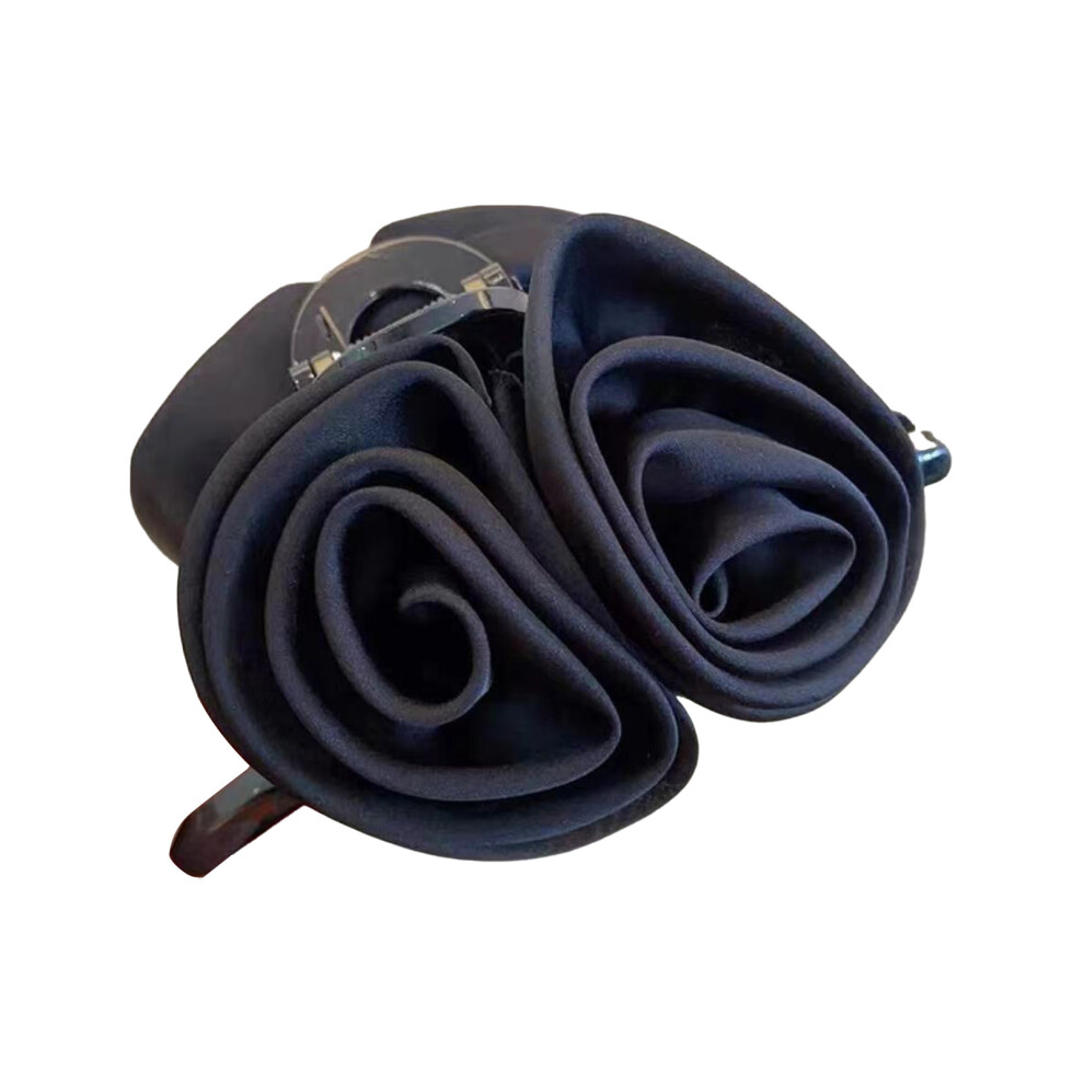 Roc-Electron Black (Black) Satin Hair Claw Clips - Strong Hold For All Hair Types