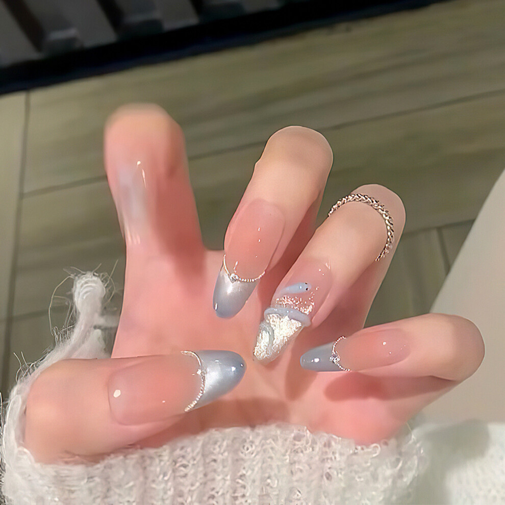 Roc-Electron (Xs) Glossy Press-On Cat Eye Nails For Daily & Party Wear