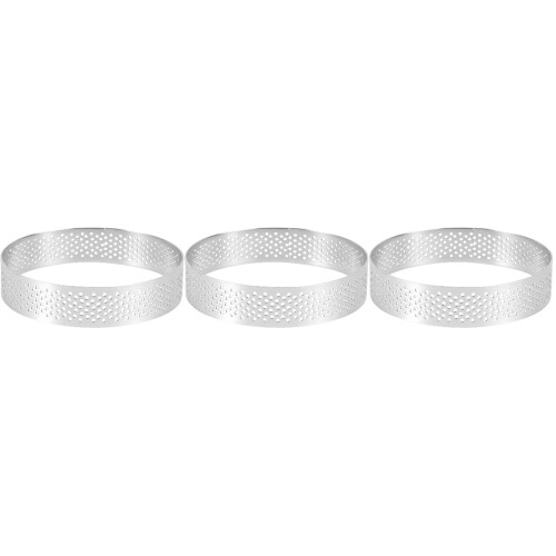 3Pièces Cercles À Mousse Argentés Anneaux À Tarte