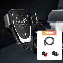 (Black) Universal Car Vent Phone Holder - Wireless Charger