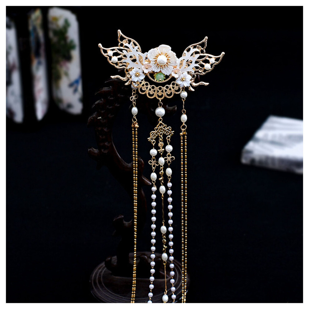 Bright-Home Chinese Vintage Flower Hairpin For Women Imitation Pearl Hair Ornaments Headpieces For Women Long & Thick Hair