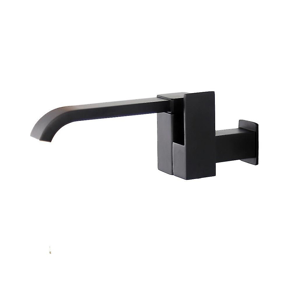 Black Copper Faucet With Rotating Spray Nozzle, Wall Mounted Square Tap For Utility Sinks, Basin And Mop Sink Use 6901508460553