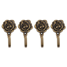 4Pcs Metal Rose Flower Curtain Tie Back Tieback Holders Wall Hooks Decor