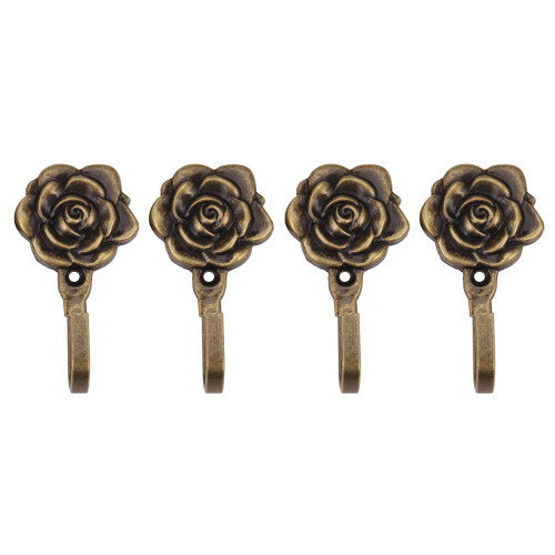 4Pcs Metal Rose Flower Curtain Tie Back Tieback Holders Wall Hooks Decor