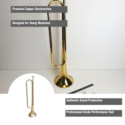 Student Bugle for Beginners with Clear Resonant Sound, Durable H68 Copper Brass Training Bugle 2